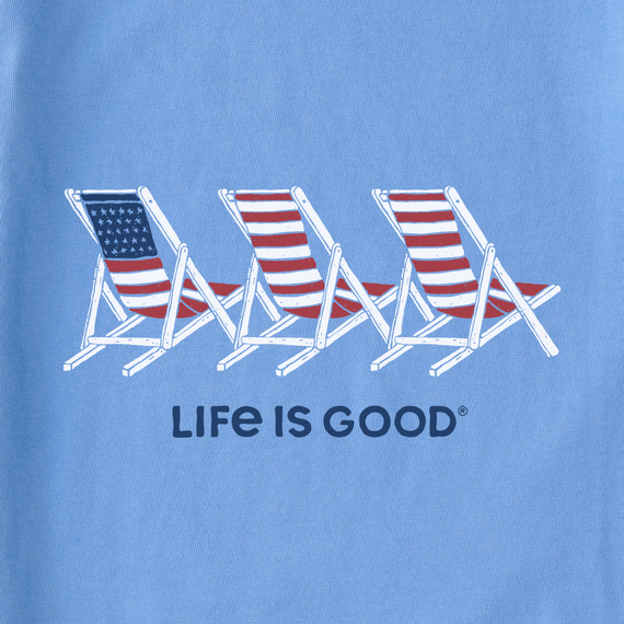 Life is Good Women's Crusher Lite Vee - Three Americana Beach Chairs