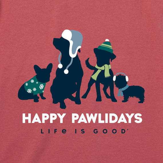 Life is Good Men's Long Sleeve Crusher Tee - Happy Pawliday Pups