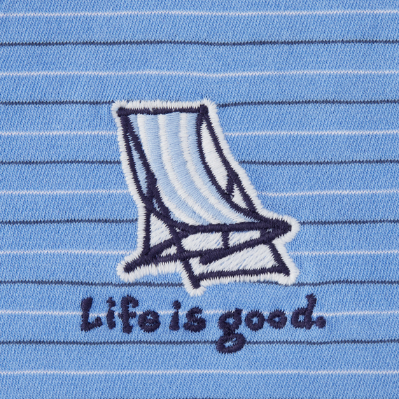 Life is Good Women's Long Sleeve Striped Hooded Crusher Lite Tee - LIG Beach Chair