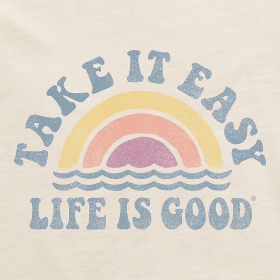 Life is Good Women's Simply True Fleece Hoodie - Take It Easy Rainbow Waves