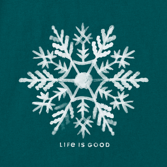 Life is Good Women's Long Sleeve Crusher Vee - Watercolor Snowflake