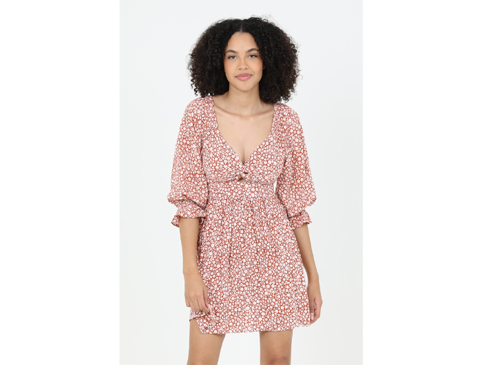 Angie Women's 3/4 Sleeve Twist Bust Dress L / Ginger