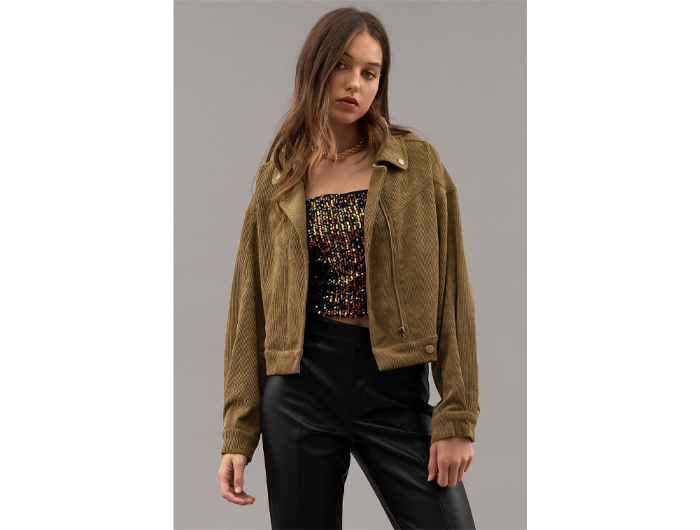 Blu Pepper Women's Corduroy Moto Jacket