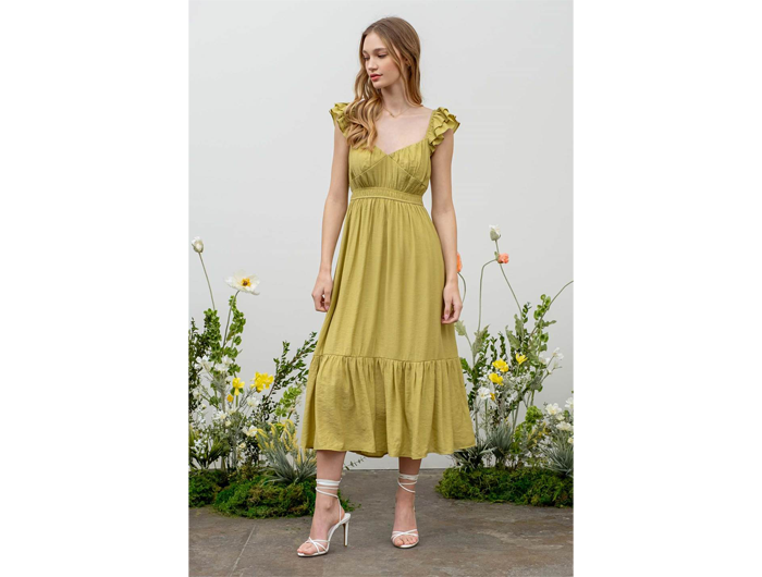 Blu Pepper Women's Sweetheart Neck Shirred Midi Dress Blu Pepper Women's Sweetheart Neck Shirred Midi Dress