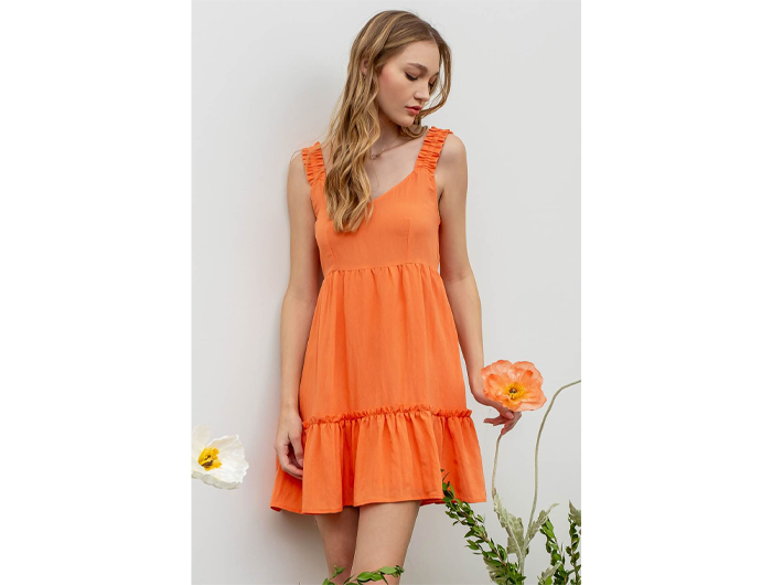 Blu Pepper Women's Ruched Strap Mini Dress