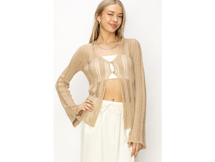 Double Zero Women s Open Knit Double Button Cardigan