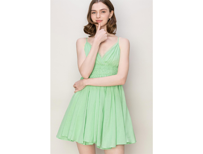Hyfve Women's V-Neck Shirred Waist Mini Dress Hyfve Women's V-Neck Shirred Waist Mini Dress