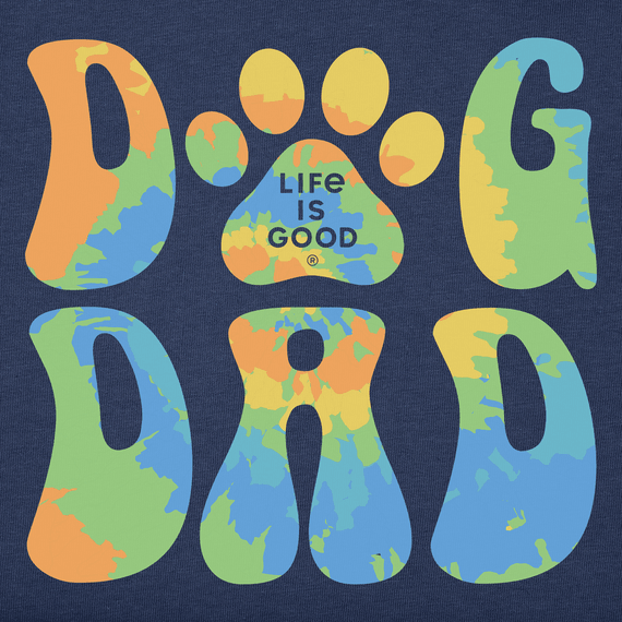 Life is Good Men's Crusher Tee - Groovy Tie Dye Dog Dad