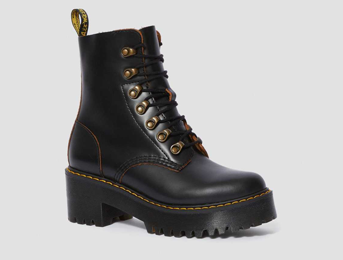 Dr. Martens Women s Leona Vintage Smooth Leather Heeled Boots