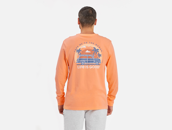 Life is Good Men's Long Sleeve Crusher Lite - Take Me to the Ocean Vehicle