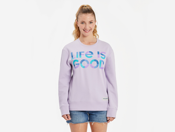 Life is Good Women's Simply True Fleece Crew LIG Colorblock Stack