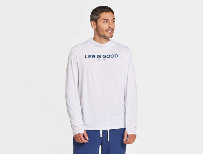 Life is Good Men's Active Hooded Long Sleeve Tee - LIG Est 1994