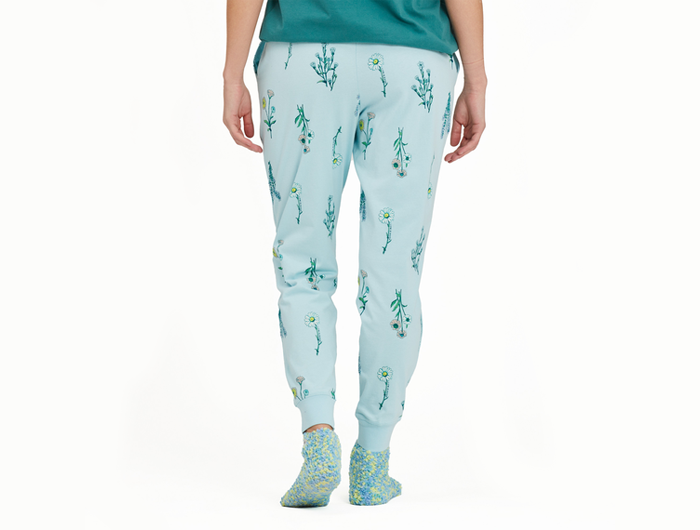 Life is Good Women's Snuggle Up Sleep Jogger - Detailed Wildflowers Pattern