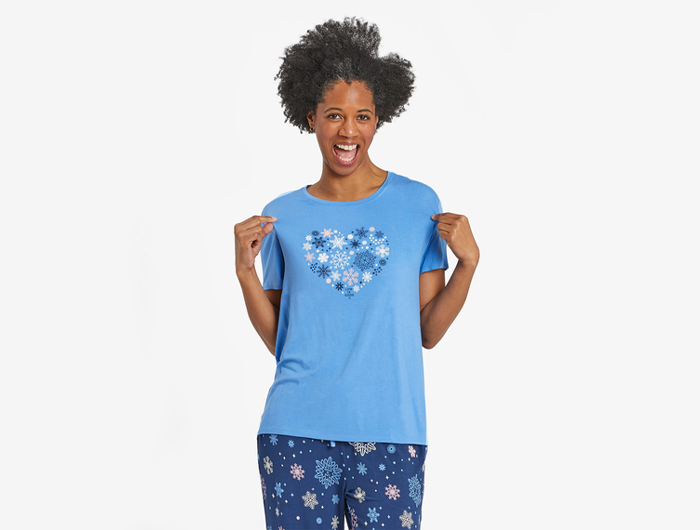 Life is Good Women s Lightweight Sleep Tee Snowflake Heart