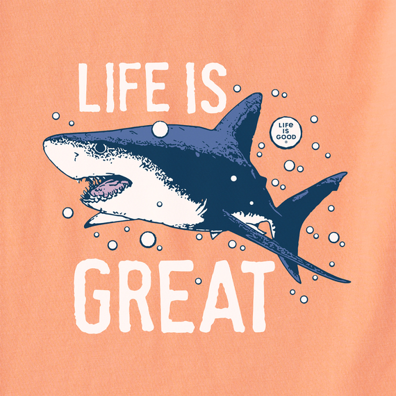 Life is Good Kid's Long Sleeve Crusher Tee - Life Is Great Shark