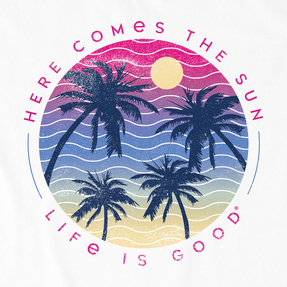 Life is Good Women's Long Sleeve Crusher Tee - Here Comes the Sun Palms