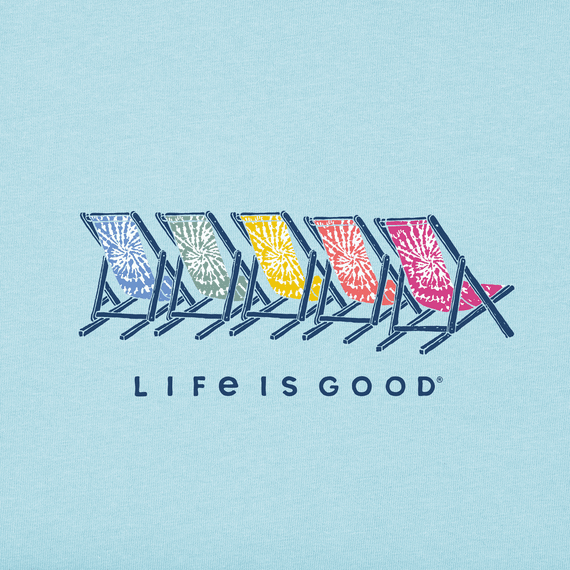 Life is Good Women's Crusher Lite Tee - Tie Dye Beach Chairs