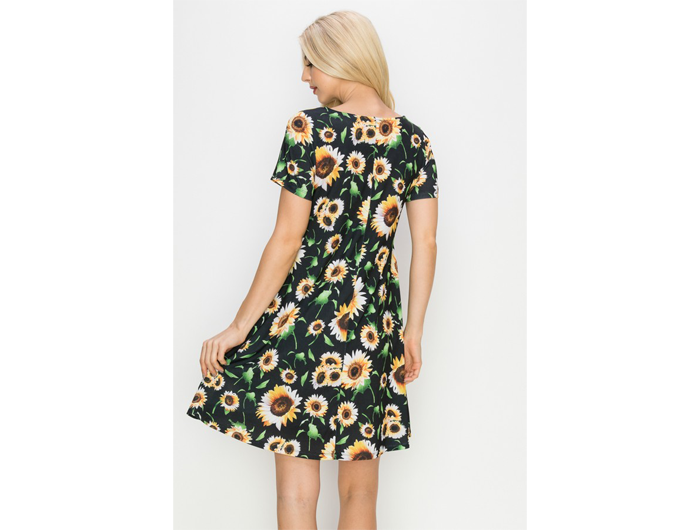 Yelete Women's Sunflower Print T-Shirt Dress