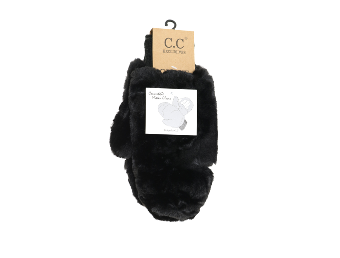 C.C Women's Convertible Faux Fur Mittens