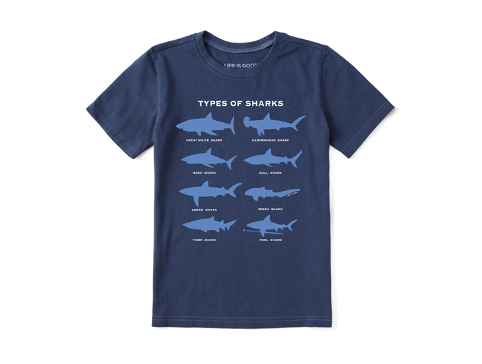 Life is Good Kids' Crusher Tee - Shark Diagram