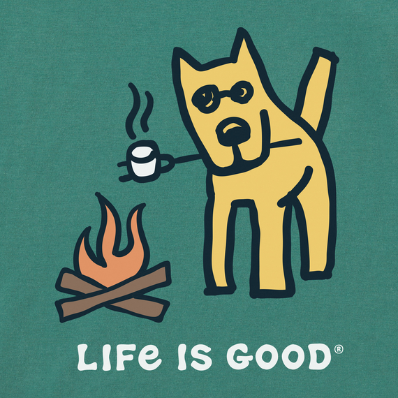 Life is Good Kid's Long Sleeve Crusher Tee - Rocket Camp Dog