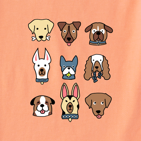 Life is Good Kid's Long Sleeve Crusher Tee - Plenty of Pups