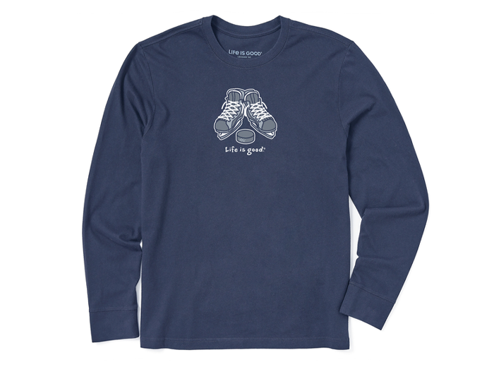 Life is Good Men's Long Sleeve Crusher Tee - Skates and Puck