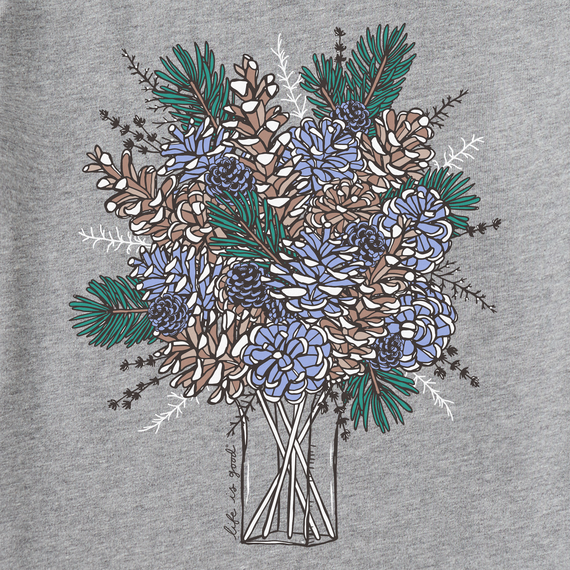 Life is Good Women's Long Sleeve Crusher Tee - Pinecone Bouquet