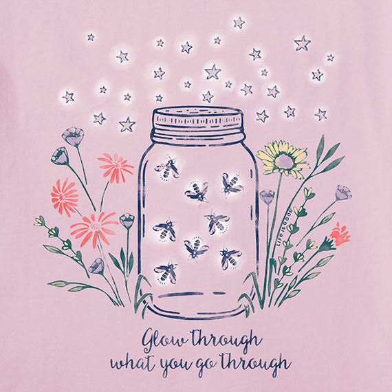 Life is Good Women's Crusher Tee - Fireflies Flower Jar