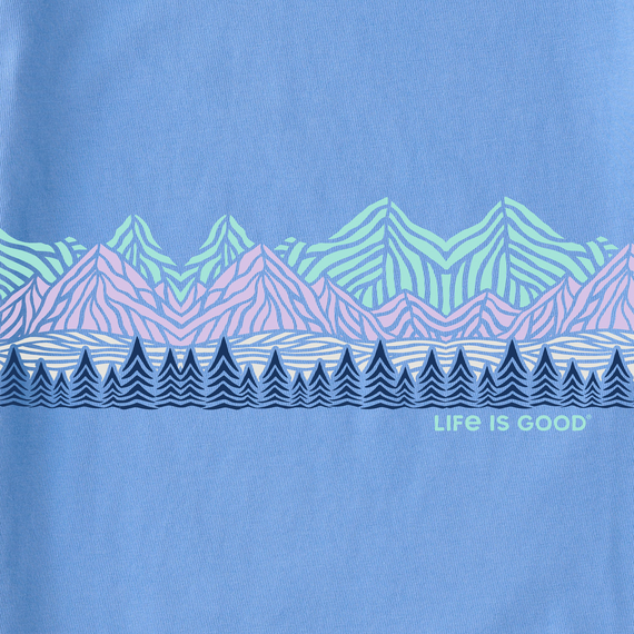 Life is Good Women's Crusher Tee - Woodblock Mountain Scene