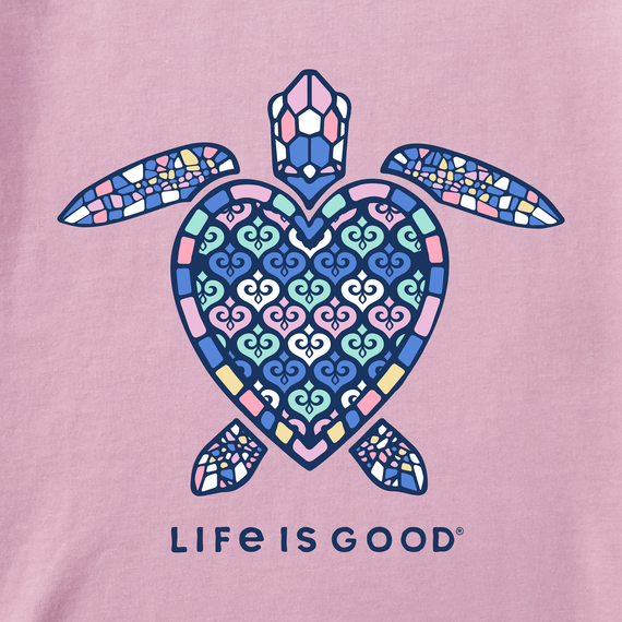 Life is Good Women's Crusher Tee - Mandala Heart Turtle