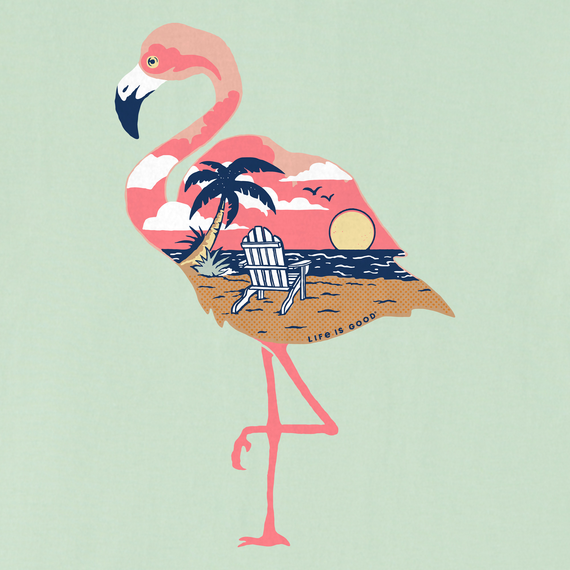 Life is Good Women's Crusher Tee - Beachy Flamingo