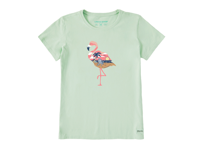 Life is Good Women's Crusher Tee - Beachy Flamingo