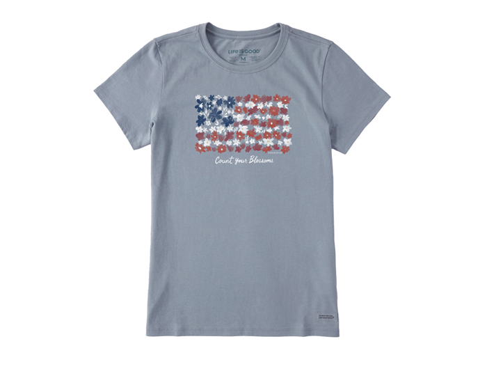 Life is Good Women's Crusher Tee - Count Your Blossoms USA Flag