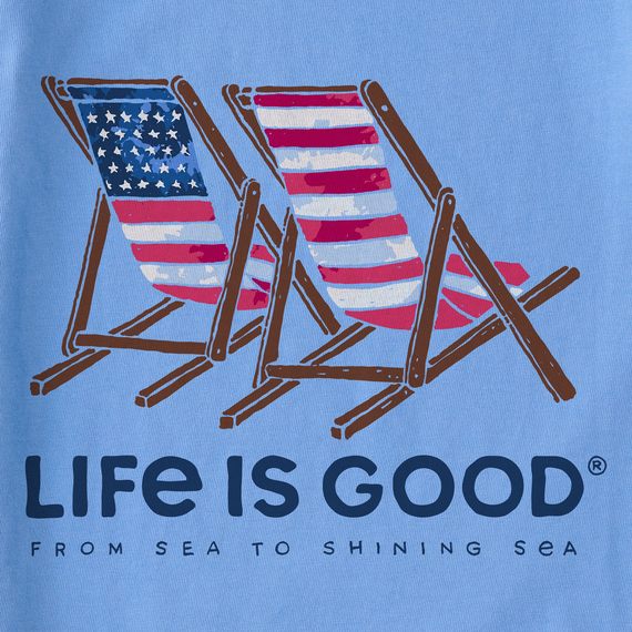 Life is Good Women's Crusher Tee - Tie Dye Americana Beach Chairs