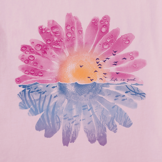 Life is Good Women's Crusher Tee - Under Watercolor Daisy