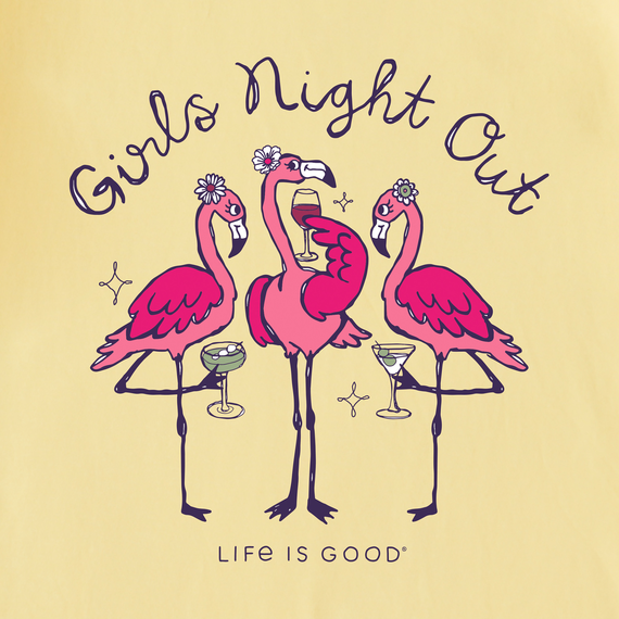 Life is Good Women's Crusher Tee - Girls Night Out Flamingo