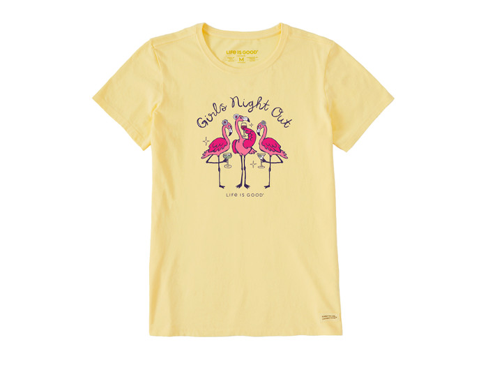 Life is Good Women's Crusher Tee - Girls Night Out Flamingo