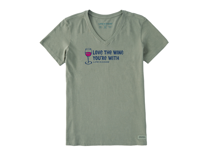 Life is Good Women's Crusher Vee - Love the Wine