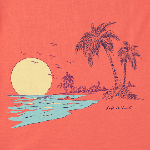 Life is Good Women's Crusher Vee - Fineline Sunset Palms