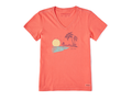 Life is Good Women's Crusher Vee - Fineline Sunset Palms