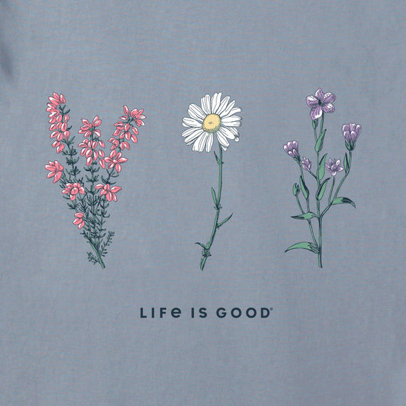 Life is Good Women's Long Sleeve Crusher Tee - Detailed Wildflowers