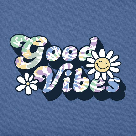 Life is Good Women's Long Sleeve Crusher Tee - Tie Dye Groovy Good Vibes