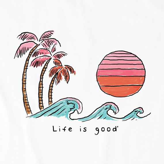 Life is Good Women's Crusher Tank - Quirky Wave Palm Sun