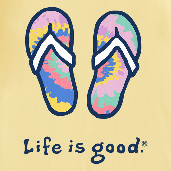 Life is Good Women's Crusher Lite Tee - Tie Dye Flip Flops