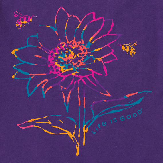 Life is Good Women's Crusher Lite Tee - Tie Dye Sunflower Bees