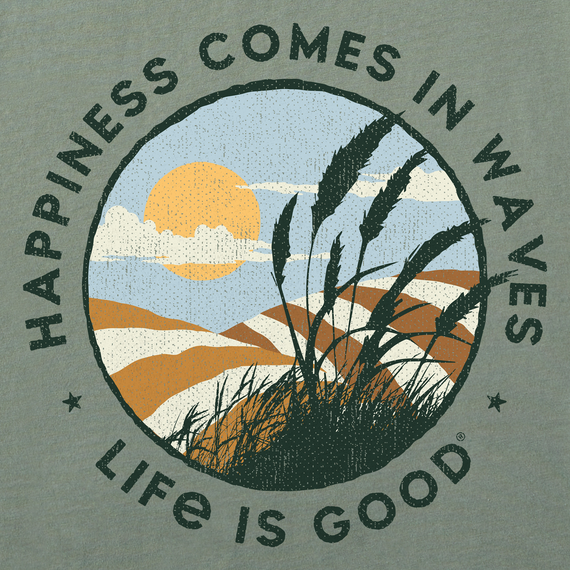 Life is Good Women's Crusher Lite Tee - Happiness Comes in Waves Beach