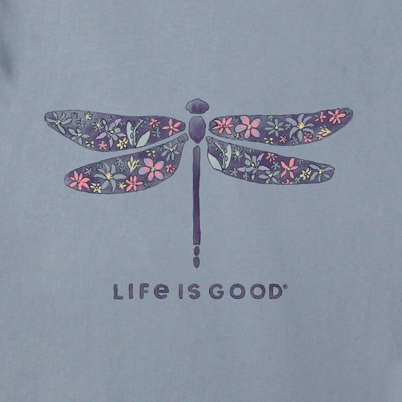 Life Is Good Women's Crusher Lite Vee - Wildflower Dragonfly Watercolor