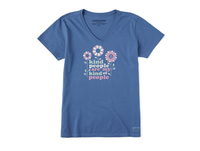 Life Is Good Women's Crusher Lite Vee - Kind People Flowers