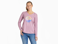 Life is Good Women's Long Sleeve Hooded Crusher Lite Tee - Ocean Watercolor